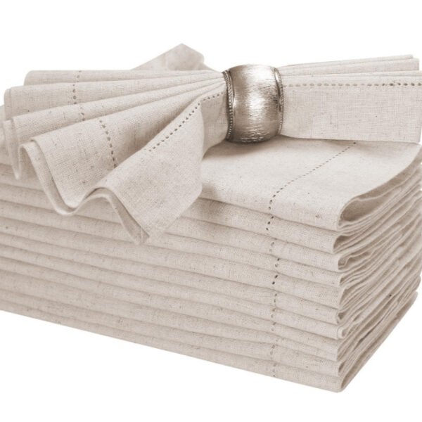 linen napkin (4) Natural Linen Cotton Napkin with Drawn Thread Edges | GeoWeave