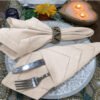 linen napkin (5) Natural Linen Cotton Napkin with Drawn Thread Edges | GeoWeave