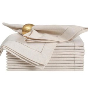 Natural Linen Cotton Napkin with Drawn Thread Edges | GeoWeave