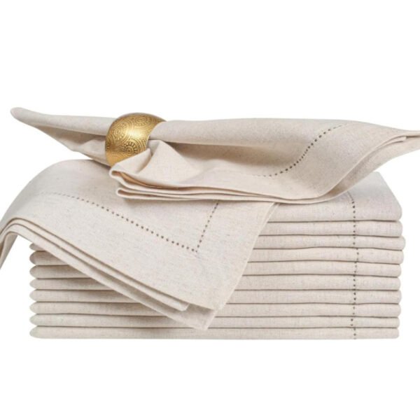 linen napkin (6) Natural Linen Cotton Napkin with Drawn Thread Edges | GeoWeave