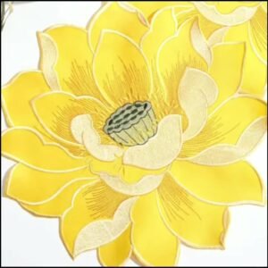 Lotus flower embroidered placemat round cutwork