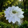 Lotus flower embroidered placemat round cutwork