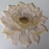 Lotus flower embroidered placemat round cutwork