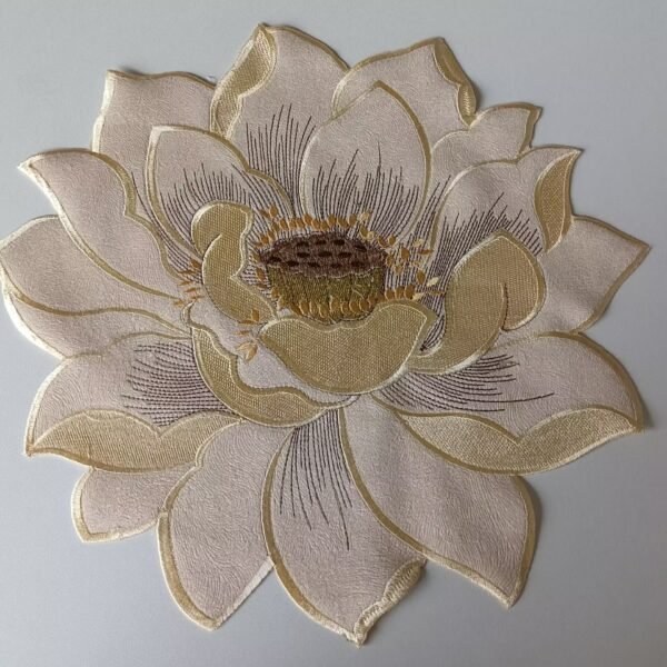 Lotus flower embroidered placemat round cutwork