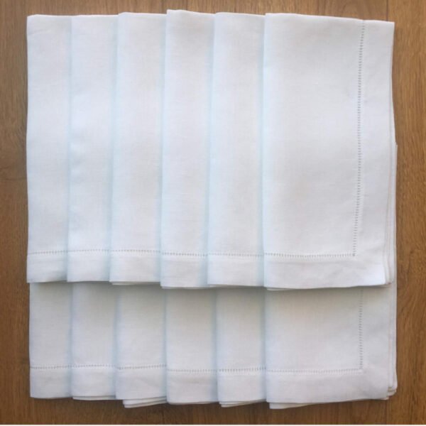 White Linen Hollow Embroidered Napkin | GeoWeave