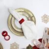 White Linen Hollow Embroidered Napkin | GeoWeave