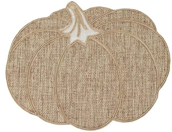 Orange pumpkin embroidered placemat for Thanksgiving