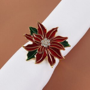 Painted Rose Red Flower Napkin Ring