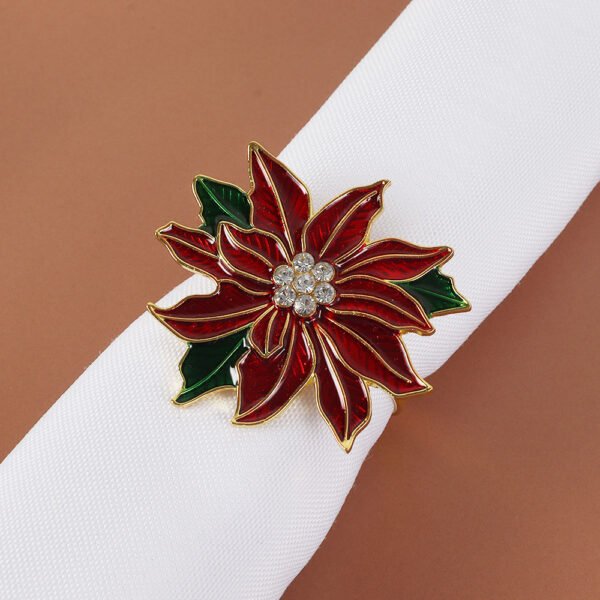 Painted Rose Red Flower Napkin Ring