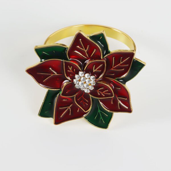 Painted Rose Red Flower Napkin Ring