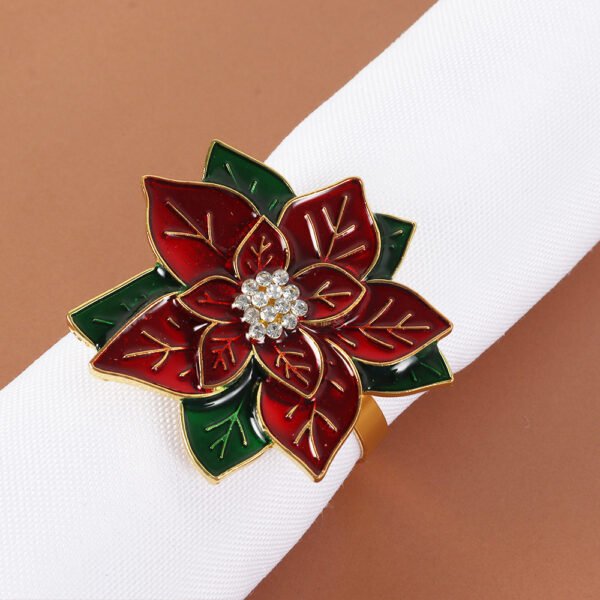Painted Rose Red Flower Napkin Ring