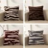 Solid plush striped & leopard cushion cover 45x45cm – soft faux fur home décor