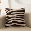 Solid plush striped & leopard cushion cover 45x45cm – soft faux fur home décor