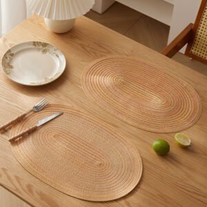Oval poly cotton placemat 45x30cm pink