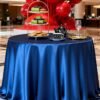 Deep Blue Luxury Satin Round Tablecloth – High-Density Polyester Fabric