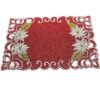 red Christmas flower embroidered placemat (5) Rectangular red Christmas flower embroidered placemat