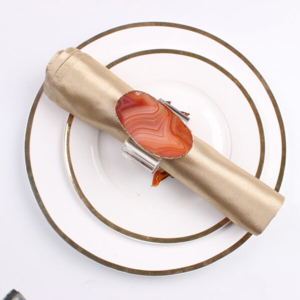 Red Agate Napkin Ring with Gold Plated Edges