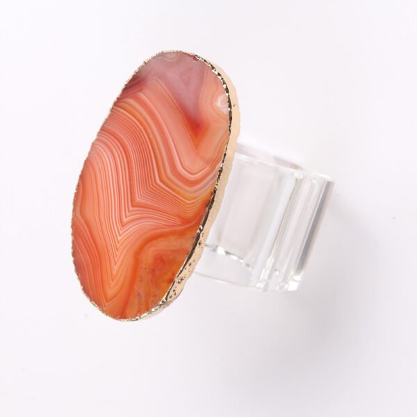 Red Agate Napkin Ring with Gold Plated Edges