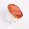 Red Agate Napkin Ring with Gold Plated Edges