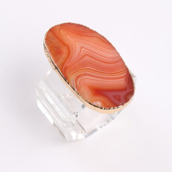 Red Agate Napkin Ring with Gold Plated Edges
