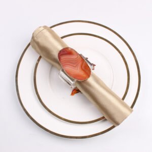 Red Agate Napkin Ring with Gold Plated Edges