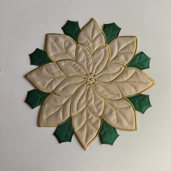 Red and gold round embroidered Christmas placemat