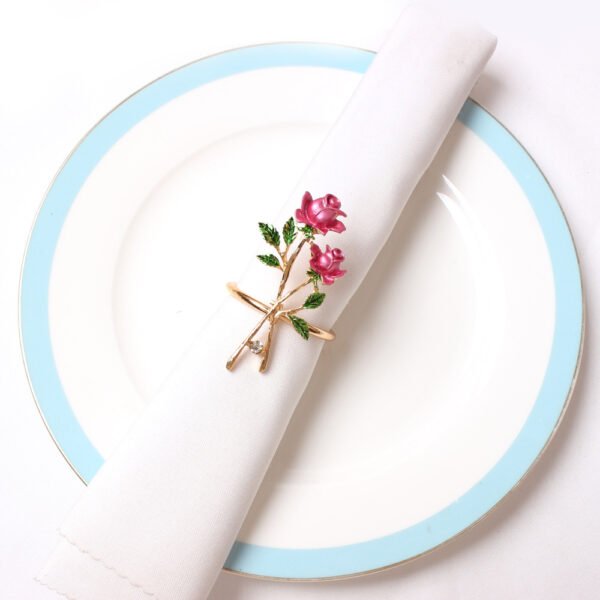 Rose Flower Napkin Ring with Alloy Material
