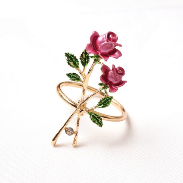 Rose Flower Napkin Ring with Alloy Material