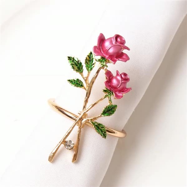 Rose Flower Napkin Ring with Alloy Material
