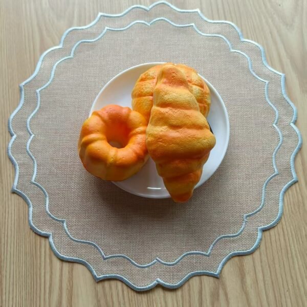 Round linen double-layer embroidered placemat