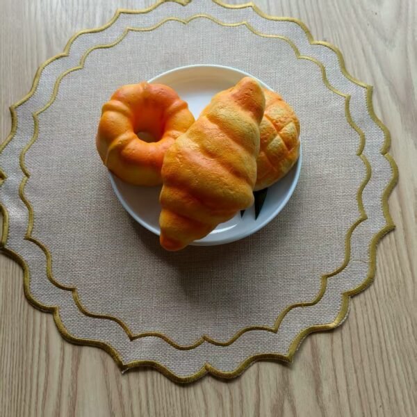 Round linen double-layer embroidered placemat
