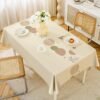 GeoWeave Silk PU Tablecloth – Ice Gray and Coffee Waterproof Finish