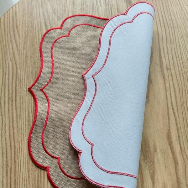 square linen embroidered placemat (5) Square linen embroidered placemat handmade