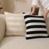 Striped retro cotton linen cushion cover 45x45cm