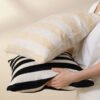 Striped retro cotton linen cushion cover 45x45cm