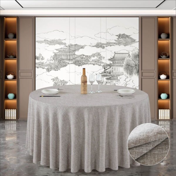 tablecloth (3) Solid Color Cotton-Linen Round Tablecloth | GeoWeave
