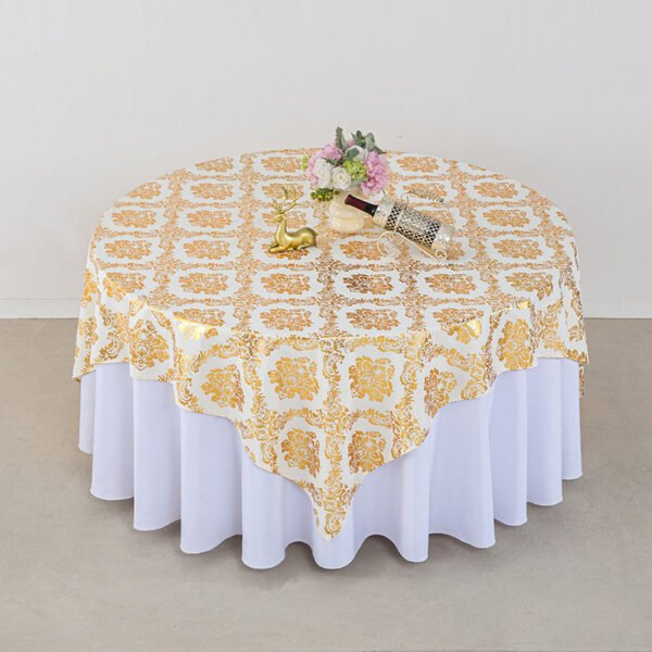 tablecloth (3) Floral Foil Printed Polyester Tablecloth | GeoWeave