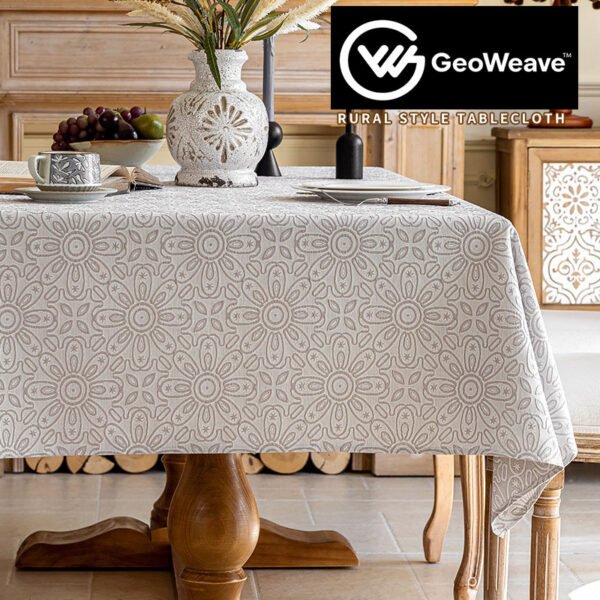 tablecloth (5) French Style Imitation Linen Embossed Tablecloth | GeoWeave