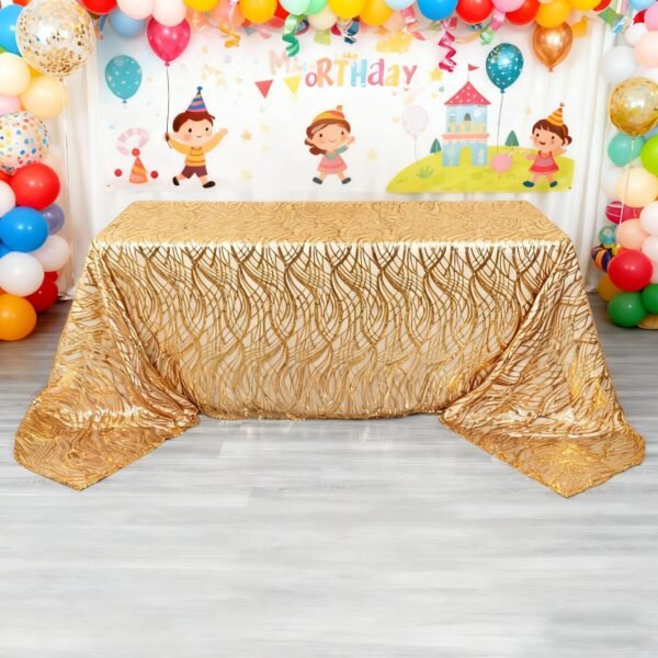 Wave Embroidered Sequin Tablecloth | GeoWeave