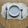 velvet embroidered placemat beige round (6) Beige velvet embroidered placemat with cutwork