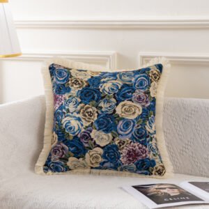 Vintage floral chenille cushion cover 45x45cm