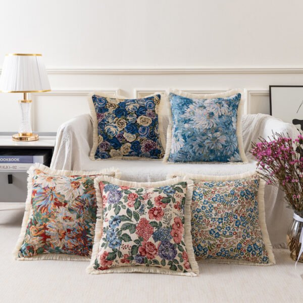 Vintage floral chenille cushion cover 45x45cm
