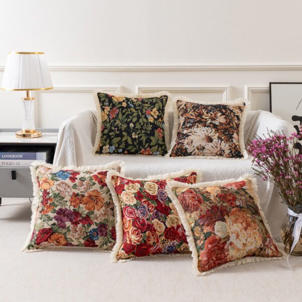 Vintage floral chenille cushion cover 45x45cm