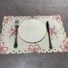 white Christmas bell embroidered placemat (2) White embroidered placemat with candle and bell