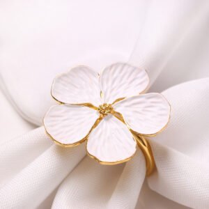 White Flower Napkin Ring Zinc Alloy