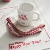 wholesale napkin (3) White Embroidered “HAPPY NEW YEAR” Cotton Napkin