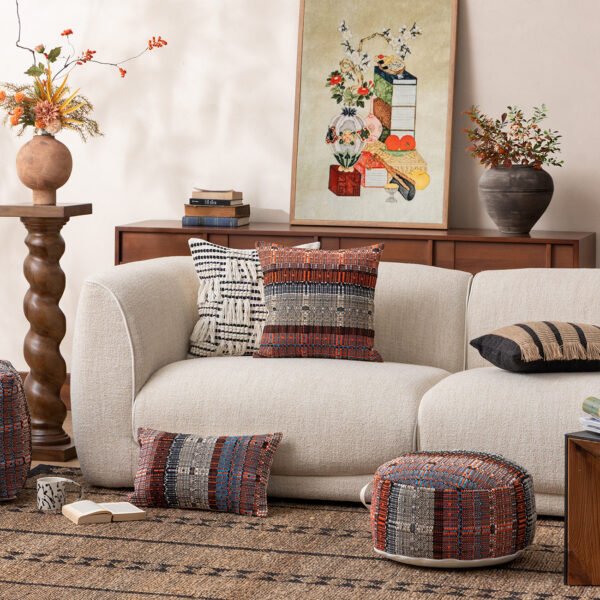 Woven cotton minimalist retro cushion cover 45x45cm