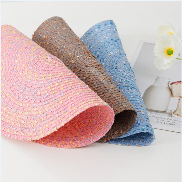 woven round dining mat (1) Colorful woven cotton yarn round placemat 30cm blue