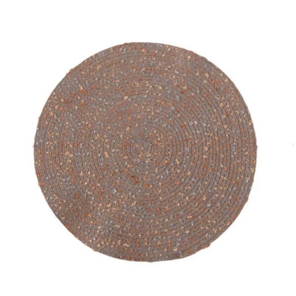 woven round dining mat (2) Colorful woven cotton yarn round placemat 30cm brown