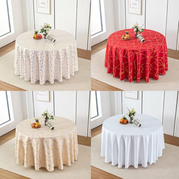 Geometric Foil Printed Polyester Tablecloth | GeoWeave